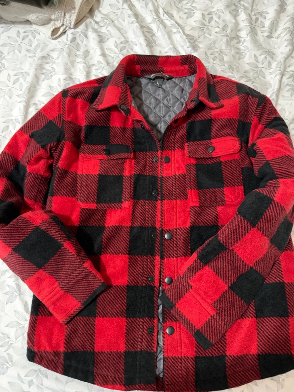 Eddie Bauer Red and Black Buffalo Plaid Shirt Jacket